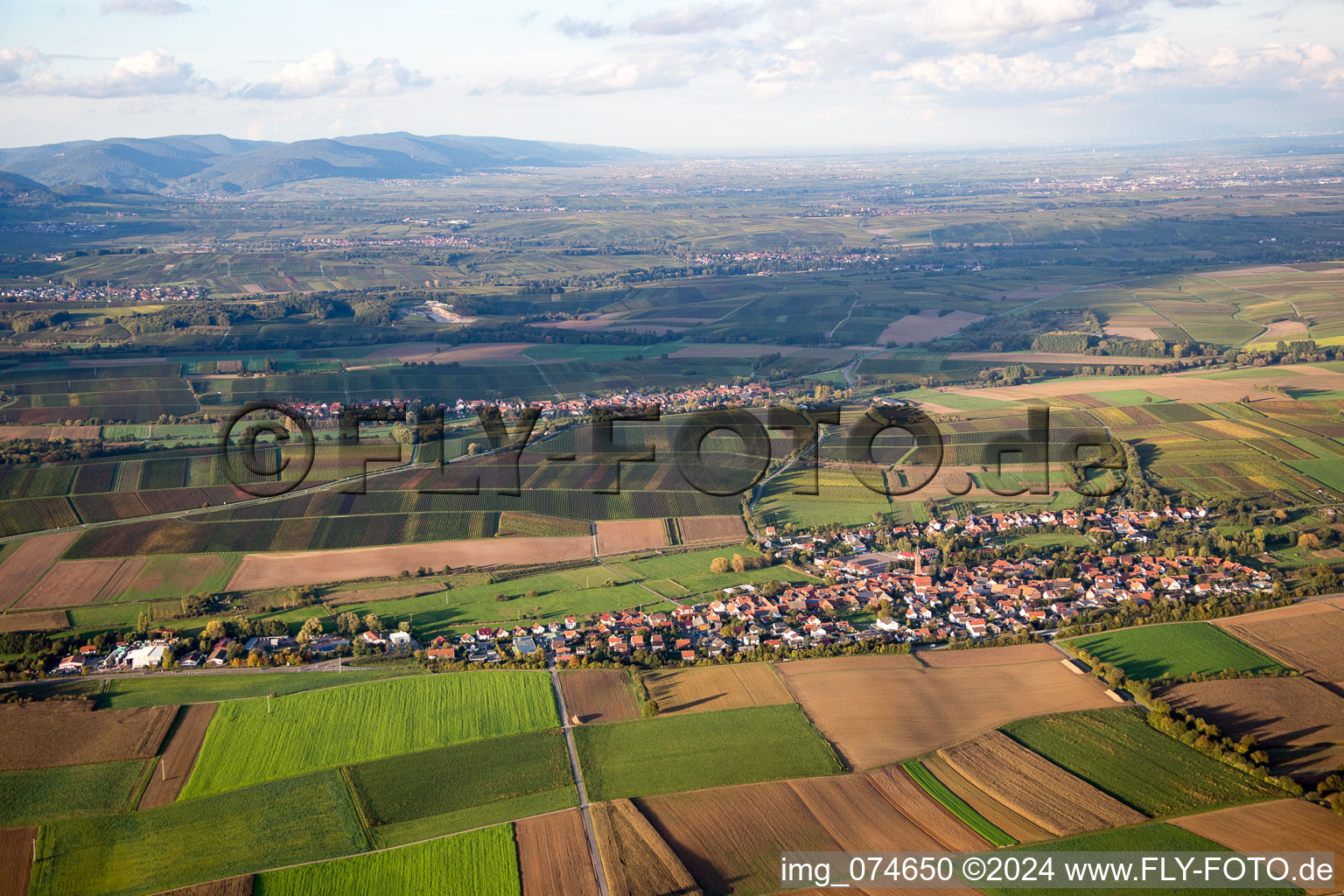 District Kapellen in Kapellen-Drusweiler in the state Rhineland-Palatinate, Germany from the plane