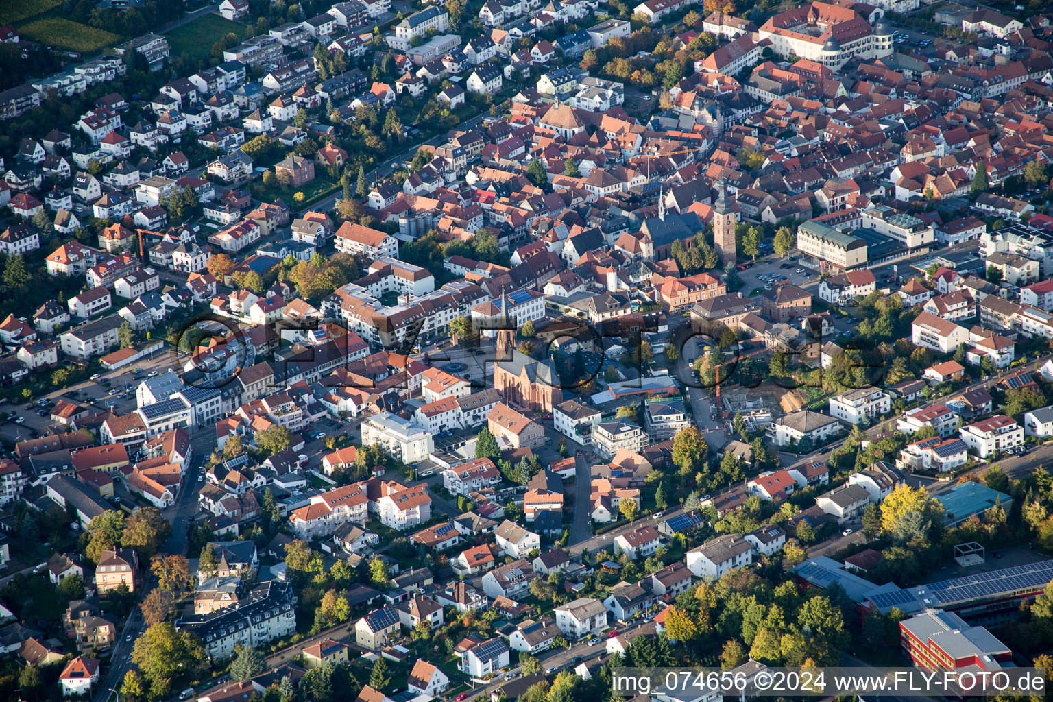 Bad Bergzabern in the state Rhineland-Palatinate, Germany seen from above