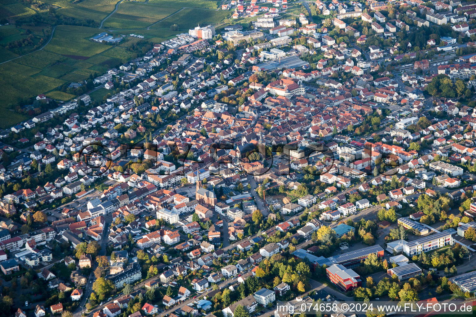 Bird's eye view of Bad Bergzabern in the state Rhineland-Palatinate, Germany