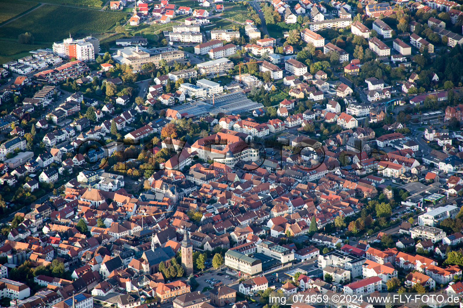 Bad Bergzabern in the state Rhineland-Palatinate, Germany viewn from the air