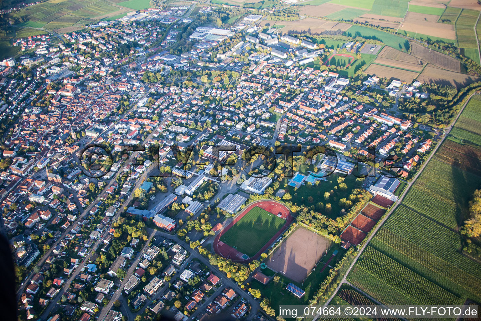 Bad Bergzabern in the state Rhineland-Palatinate, Germany from a drone