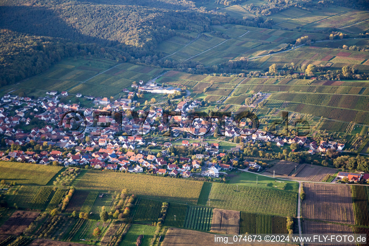 Aerial photograpy of Oberotterbach in the state Rhineland-Palatinate, Germany