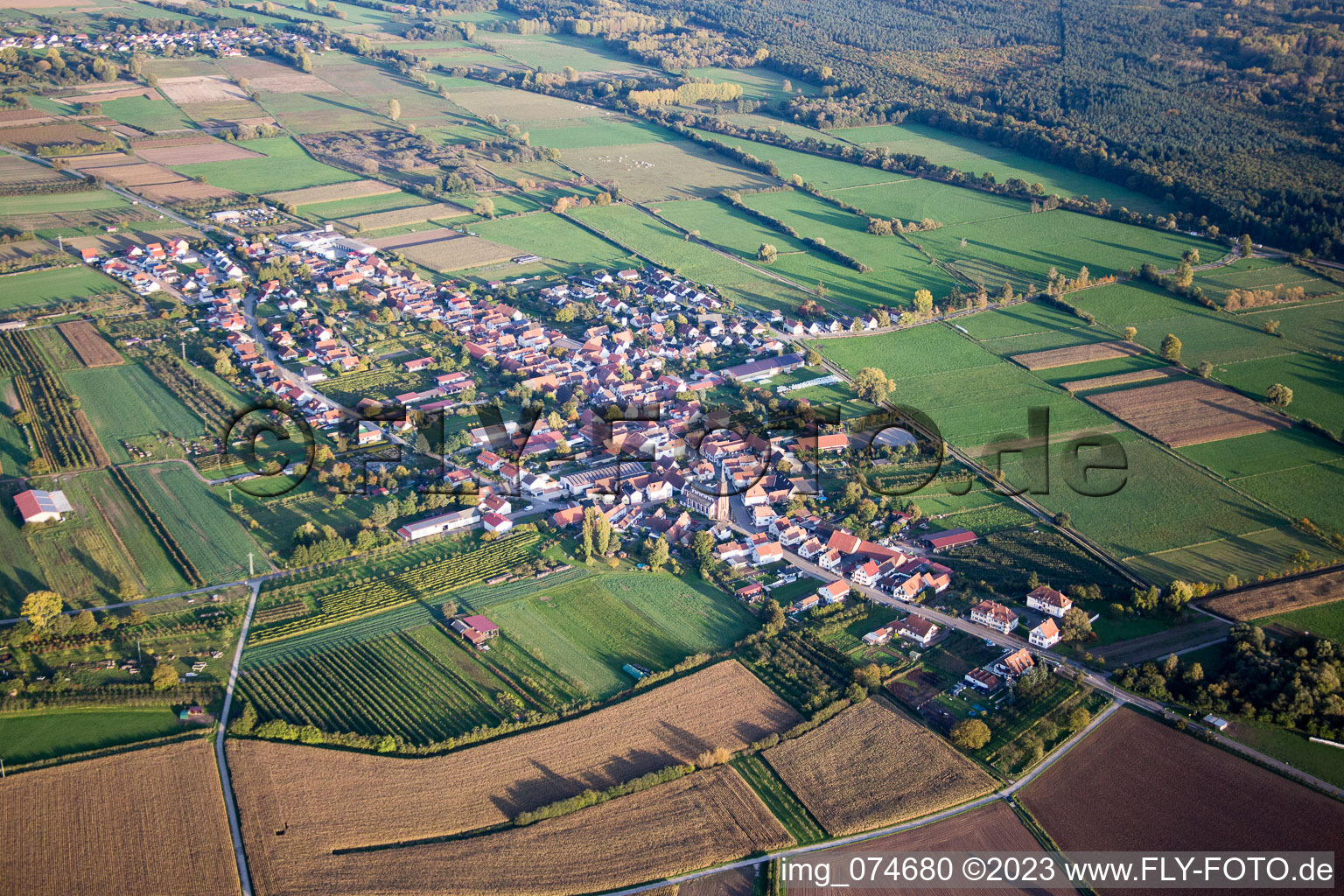 Aerial photograpy of Kapsweyer in the state Rhineland-Palatinate, Germany