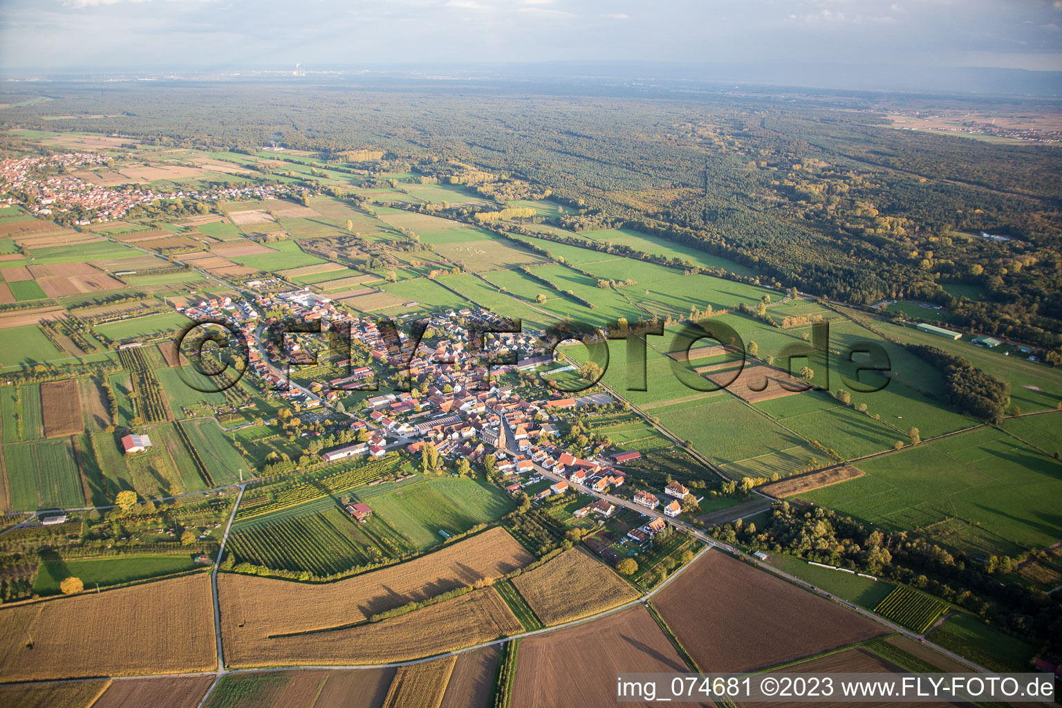 Oblique view of Kapsweyer in the state Rhineland-Palatinate, Germany