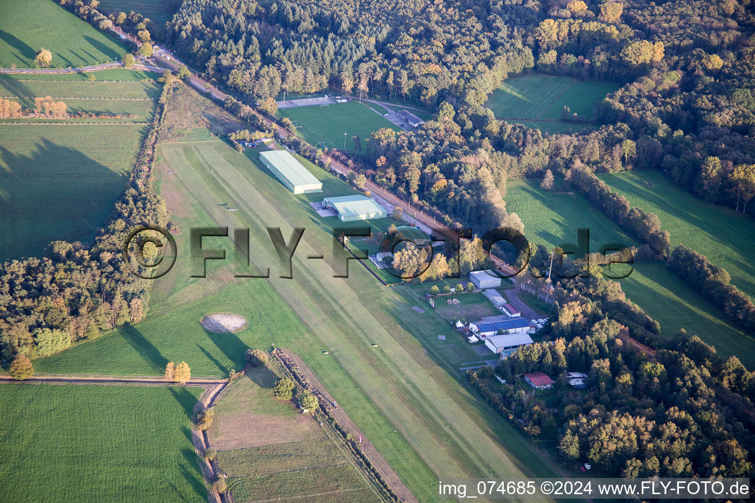 Aerial view of Schweighofen in the state Rhineland-Palatinate, Germany