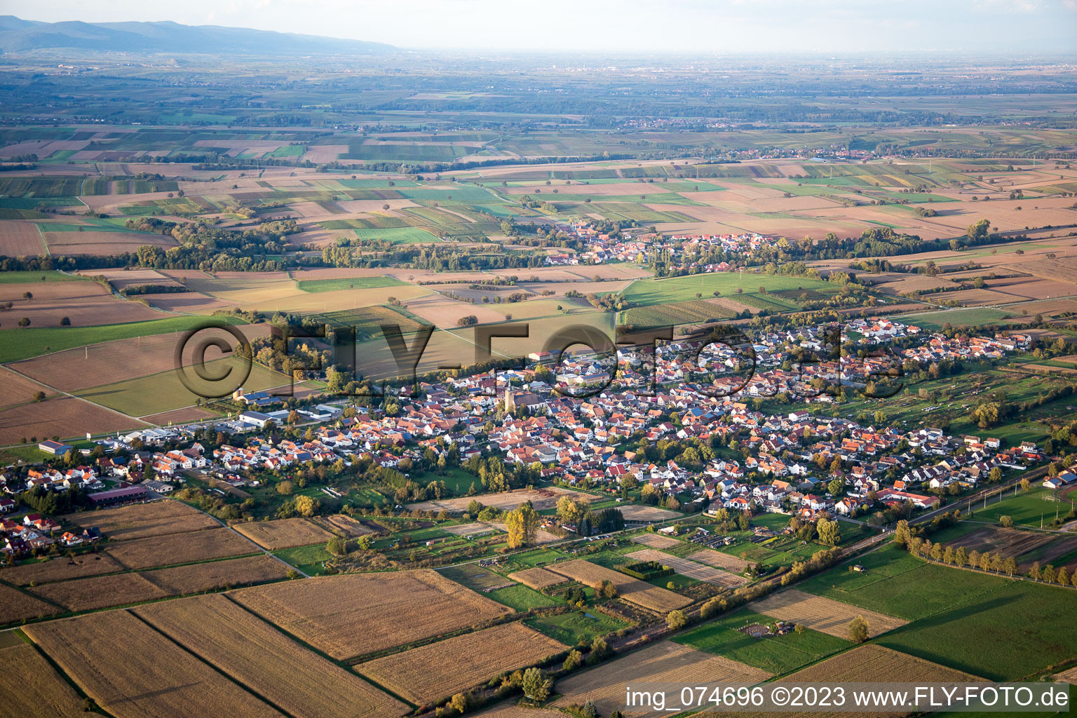 Kapsweyer in the state Rhineland-Palatinate, Germany seen from above