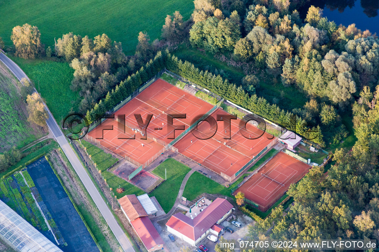 Tennis court sports field of TC Bienwald in Steinfeld in the state Rhineland-Palatinate, Germany