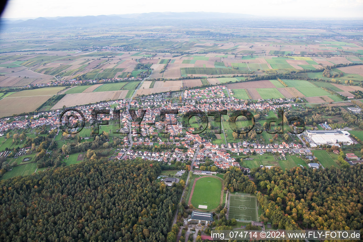 District Schaidt in Wörth am Rhein in the state Rhineland-Palatinate, Germany seen from above