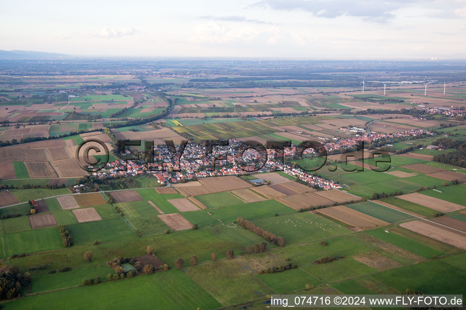 From the southwest in Freckenfeld in the state Rhineland-Palatinate, Germany