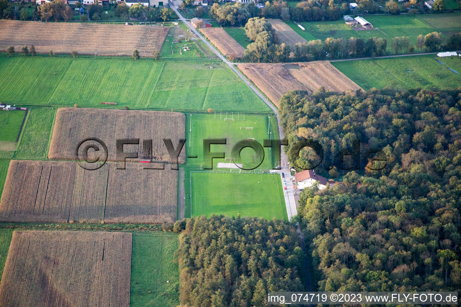 Football field in Freckenfeld in the state Rhineland-Palatinate, Germany