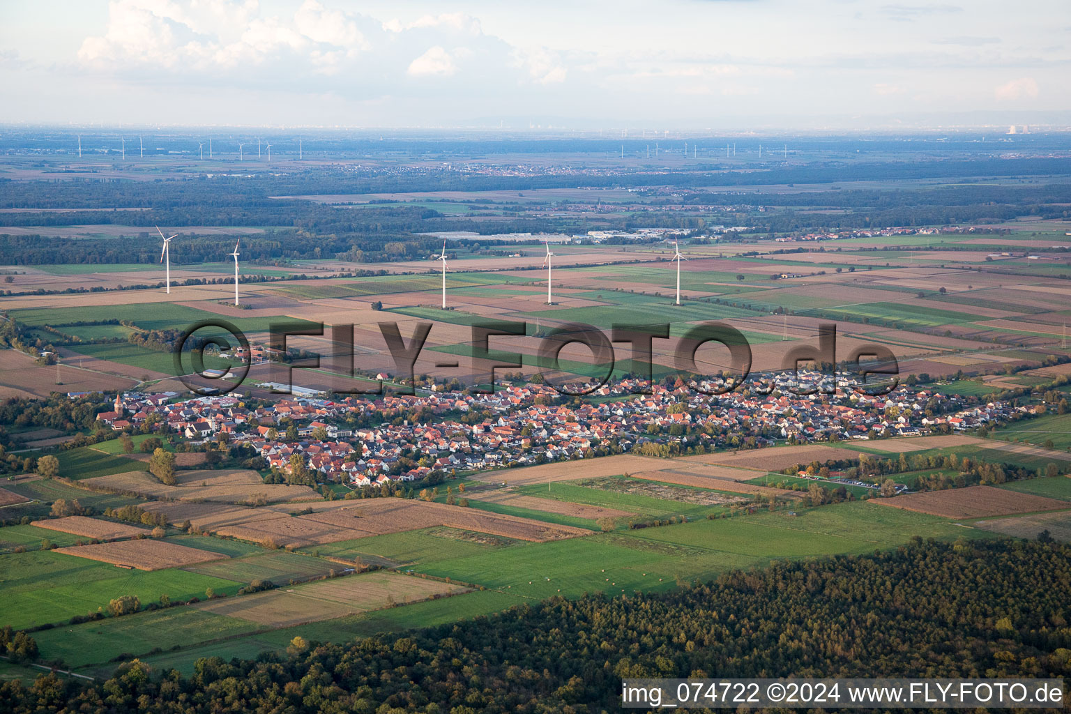 Minfeld in the state Rhineland-Palatinate, Germany from above