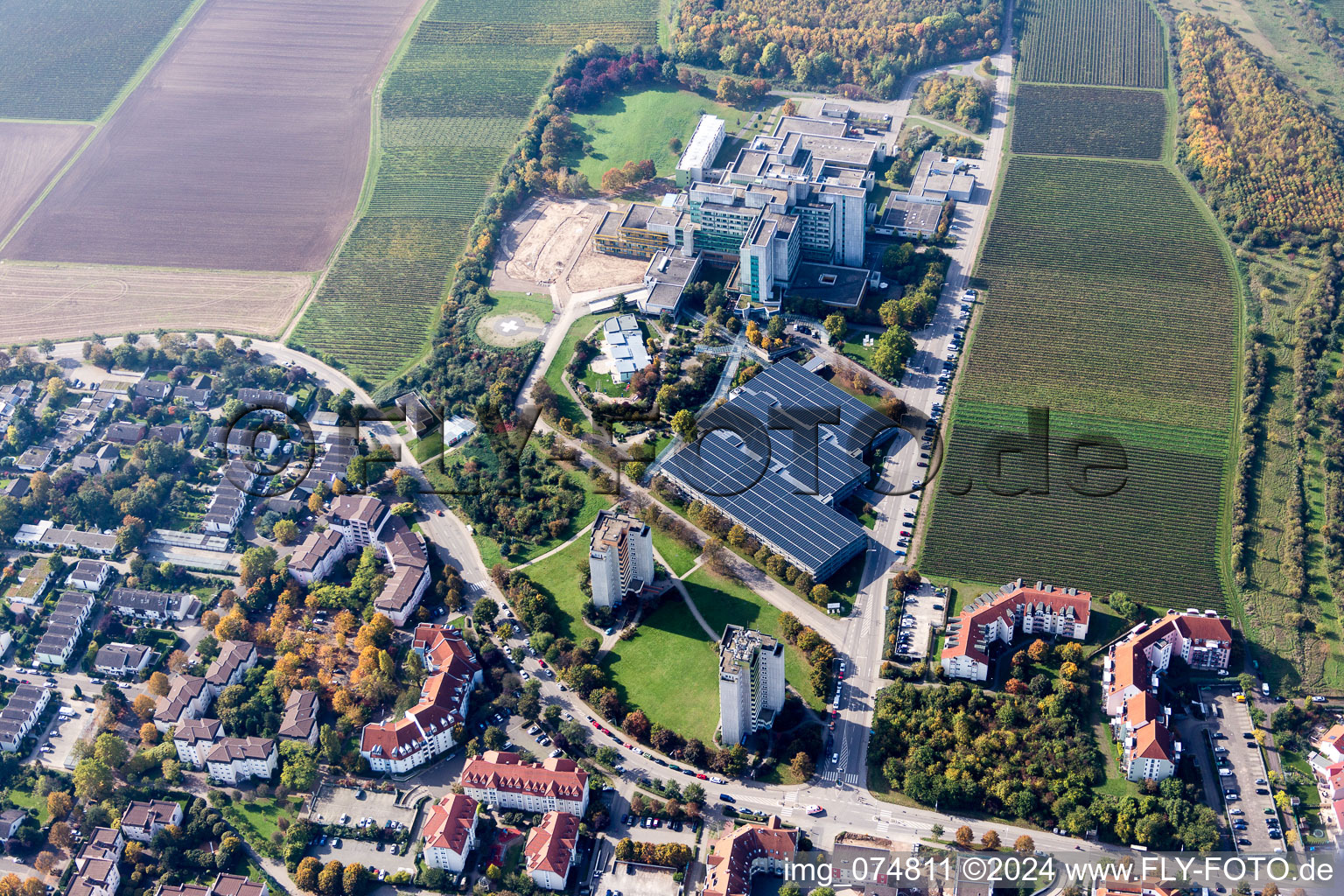 Hospital grounds of the Clinic Klinikum Worms gGmbH in Worms in the state Rhineland-Palatinate, Germany