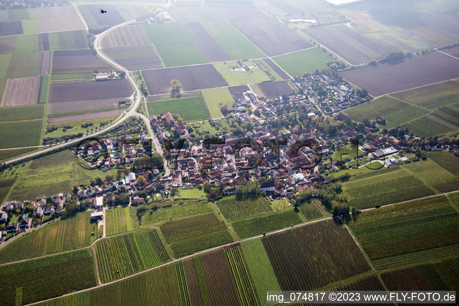 Aerial view of Hohen-Sülzen in the state Rhineland-Palatinate, Germany