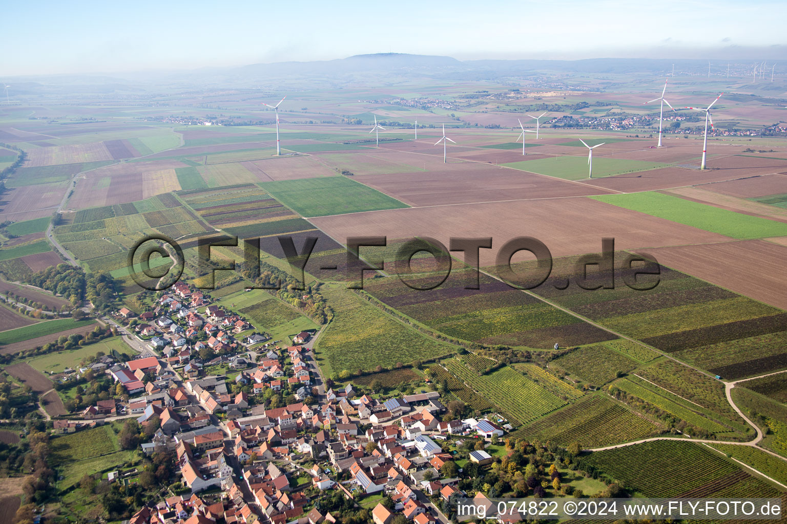 Aerial photograpy of Kindenheim in the state Rhineland-Palatinate, Germany