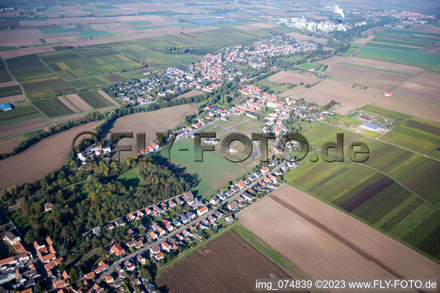 Aerial view of Heidesheim in the state Rhineland-Palatinate, Germany