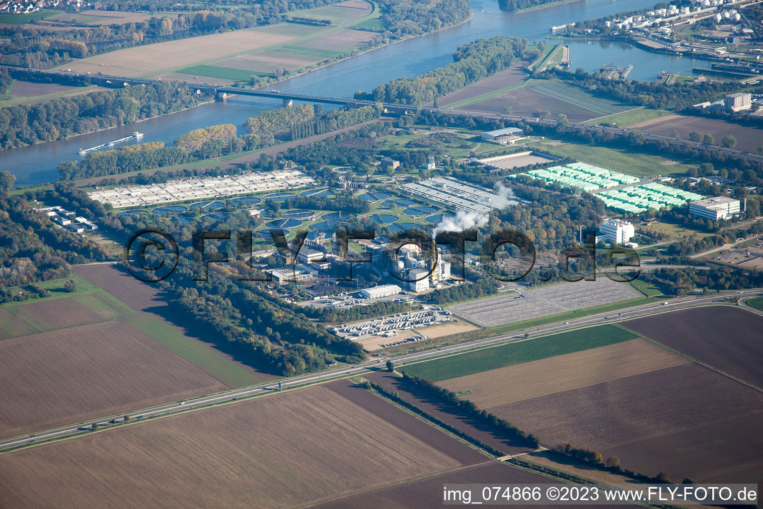 BASF sewage treatment plant in the district Mörsch in Frankenthal in the state Rhineland-Palatinate, Germany