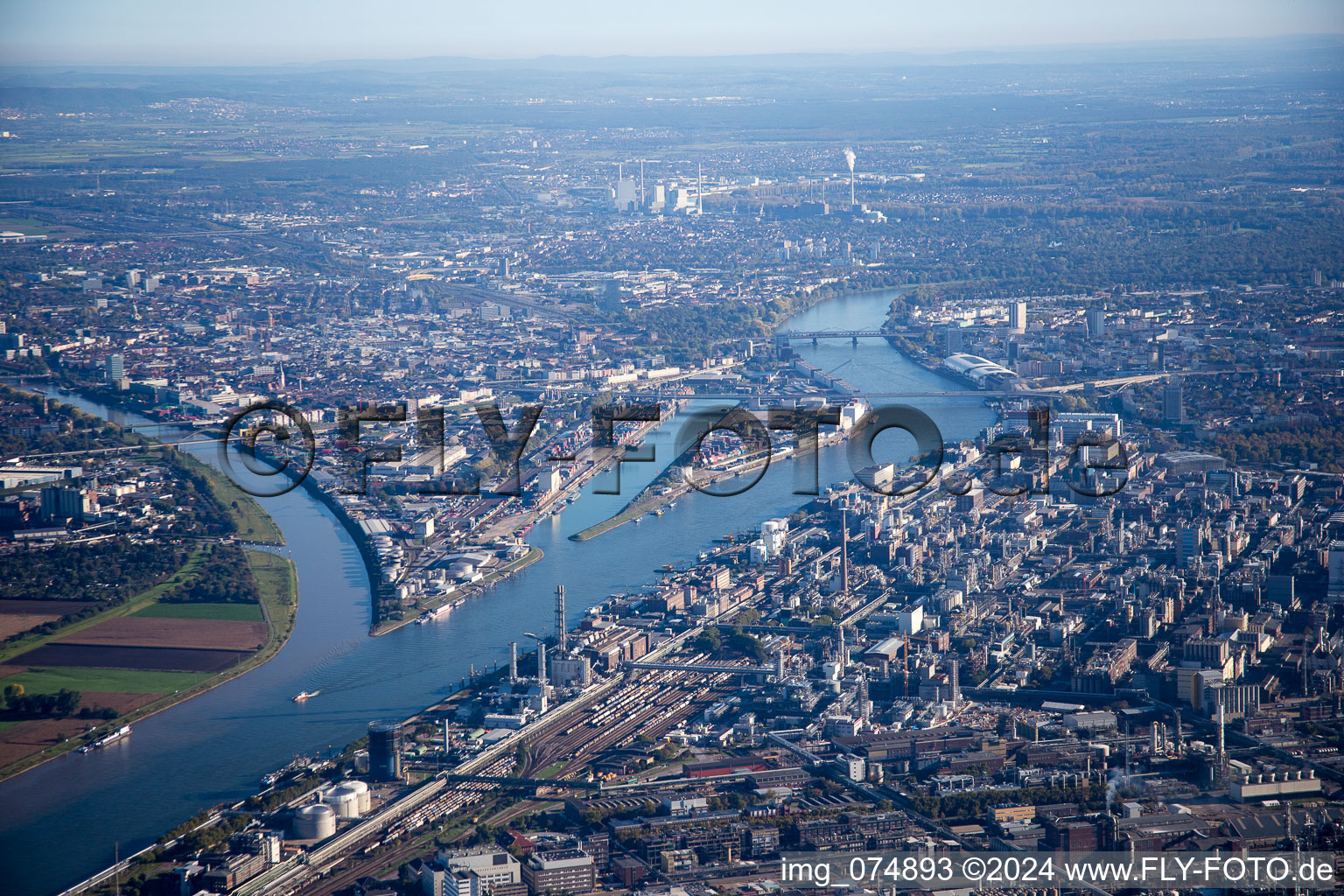 Mühlauhafen and Neckar estuary in the district Innenstadt in Mannheim in the state Baden-Wuerttemberg, Germany