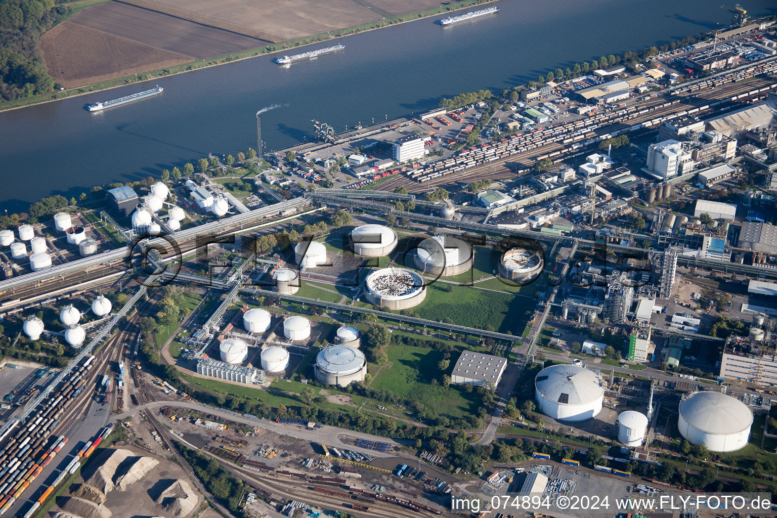 Tank of BASF in Ludwigshafen am Rhein in the state Rhineland-Palatinate