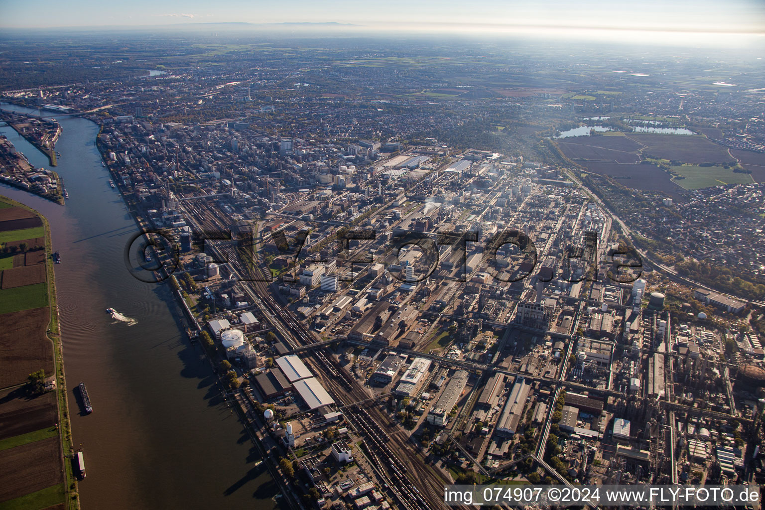 Aerial photograpy of District BASF in Ludwigshafen am Rhein in the state Rhineland-Palatinate, Germany