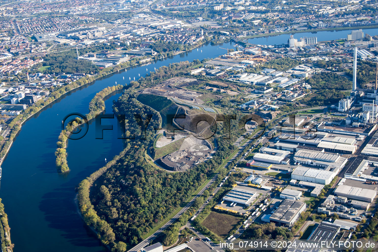 Landfill Friesenheimer Insel (Monte Scherbolino) in the district Neckarstadt-West in Mannheim in the state Baden-Wuerttemberg, Germany