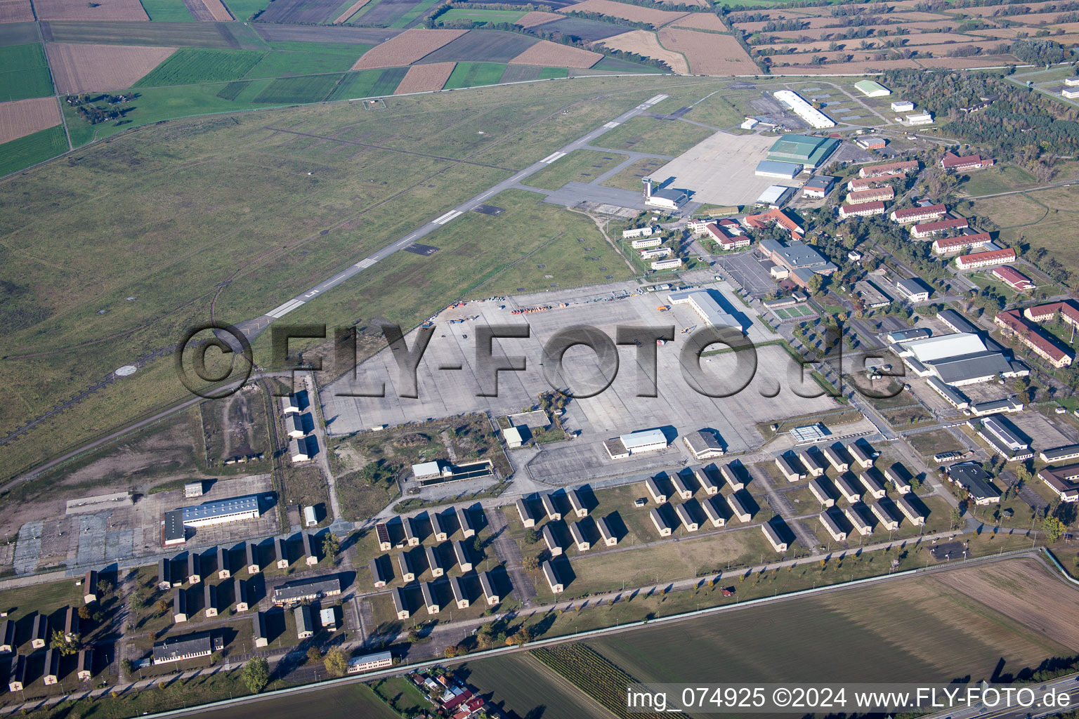 Runway with tarmac terrain of former US-military airfield Coleman in the district Sandhofen in Mannheim in the state Baden-Wurttemberg, Germany