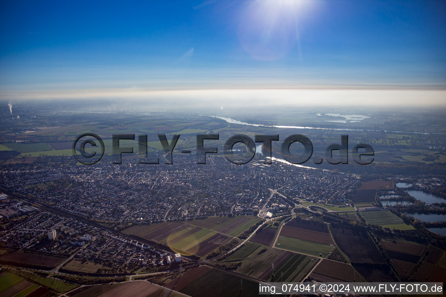 Lampertheim in the state Hesse, Germany seen from above