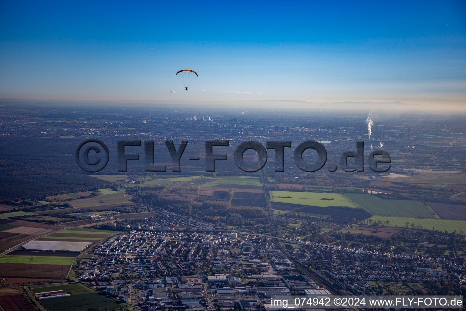 Fast approach to Bürstadt in Lampertheim in the state Hesse, Germany