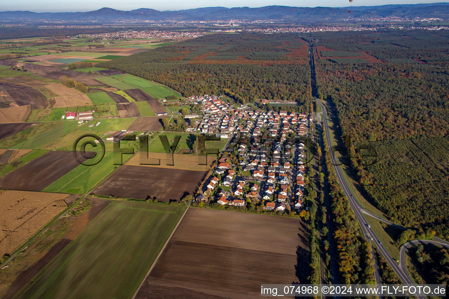 Aerial photograpy of District Riedrode in Bürstadt in the state Hesse, Germany