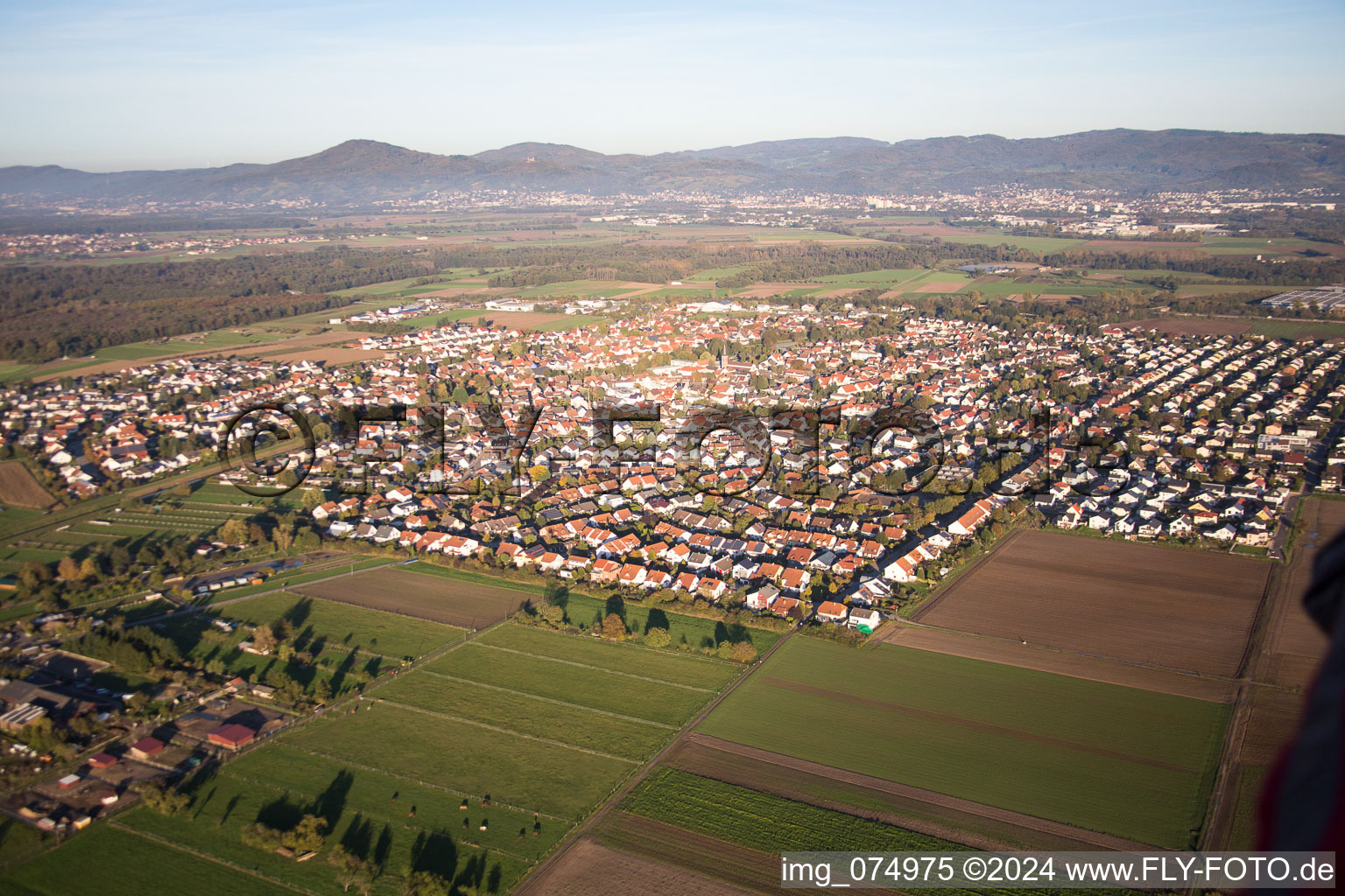 Aerial photograpy of Housing in Lorsch in the state Hesse, Germany