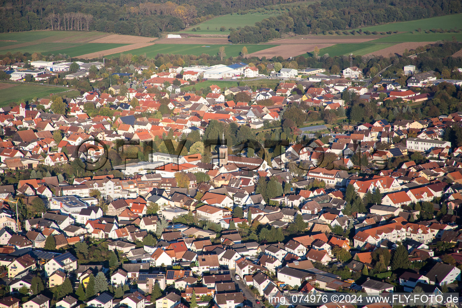 Town View of the streets and houses of the residential areas in Lorsch in the state Hesse, Germany