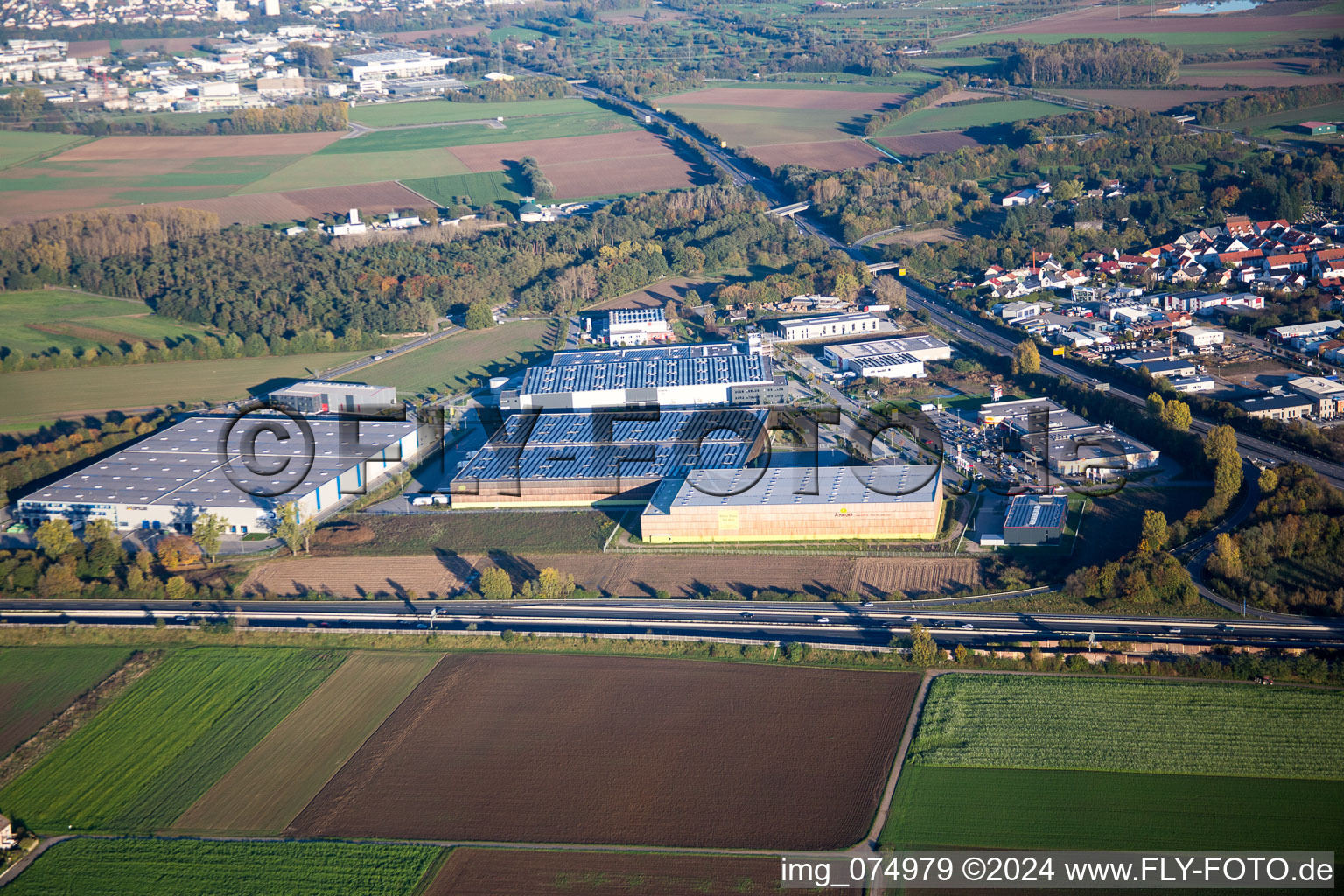 Aerial view of Lorsch in the state Hesse, Germany