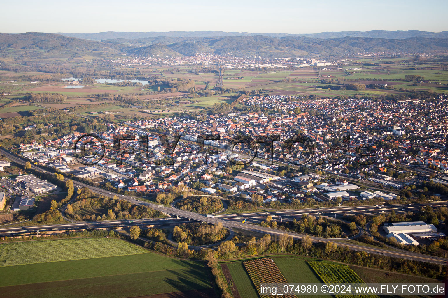 Aerial photograpy of Lorsch in the state Hesse, Germany