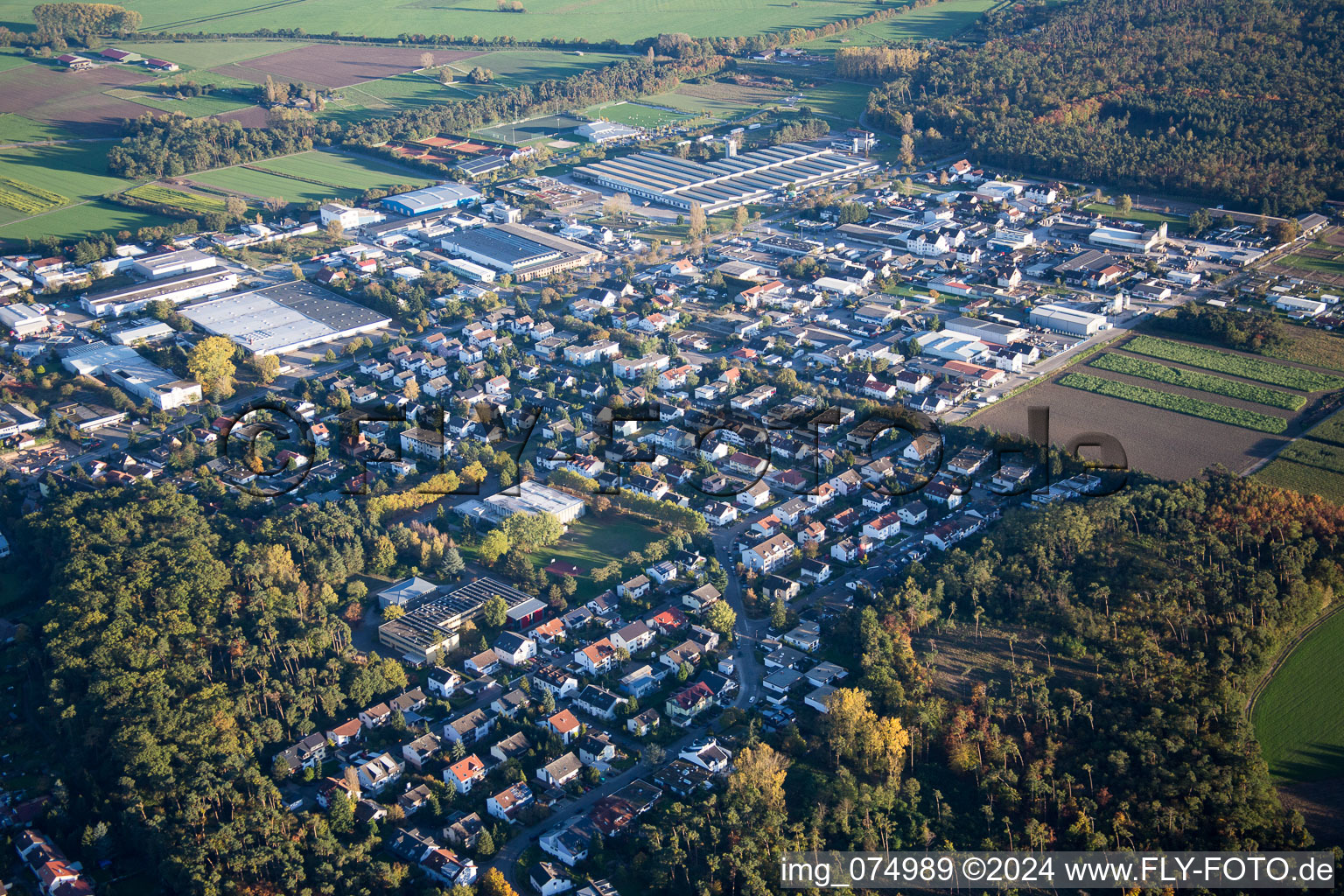 Lorsch in the state Hesse, Germany seen from above