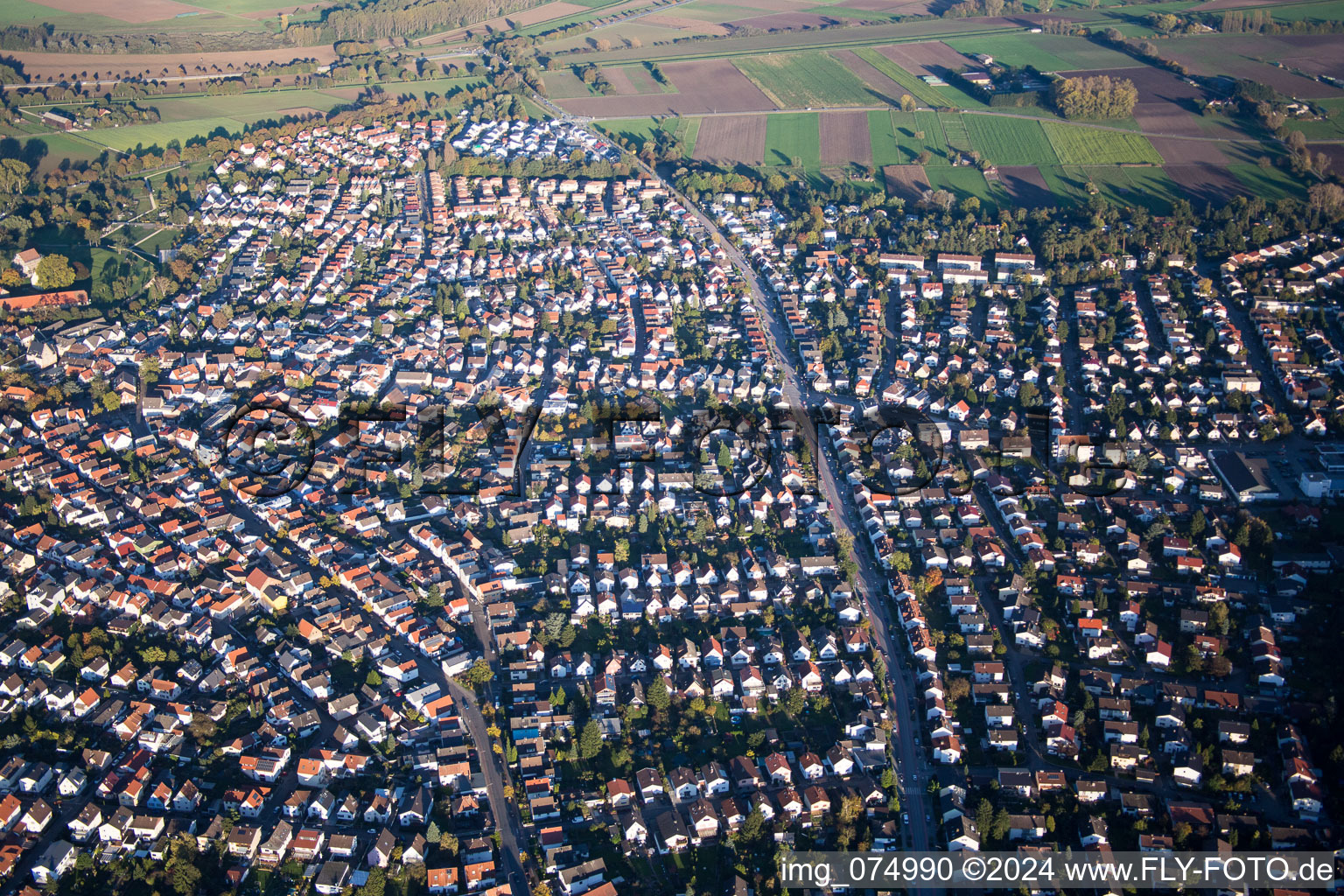 Lorsch in the state Hesse, Germany from the plane