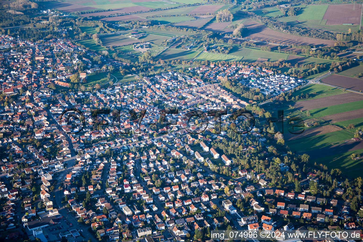 Drone recording of Lorsch in the state Hesse, Germany