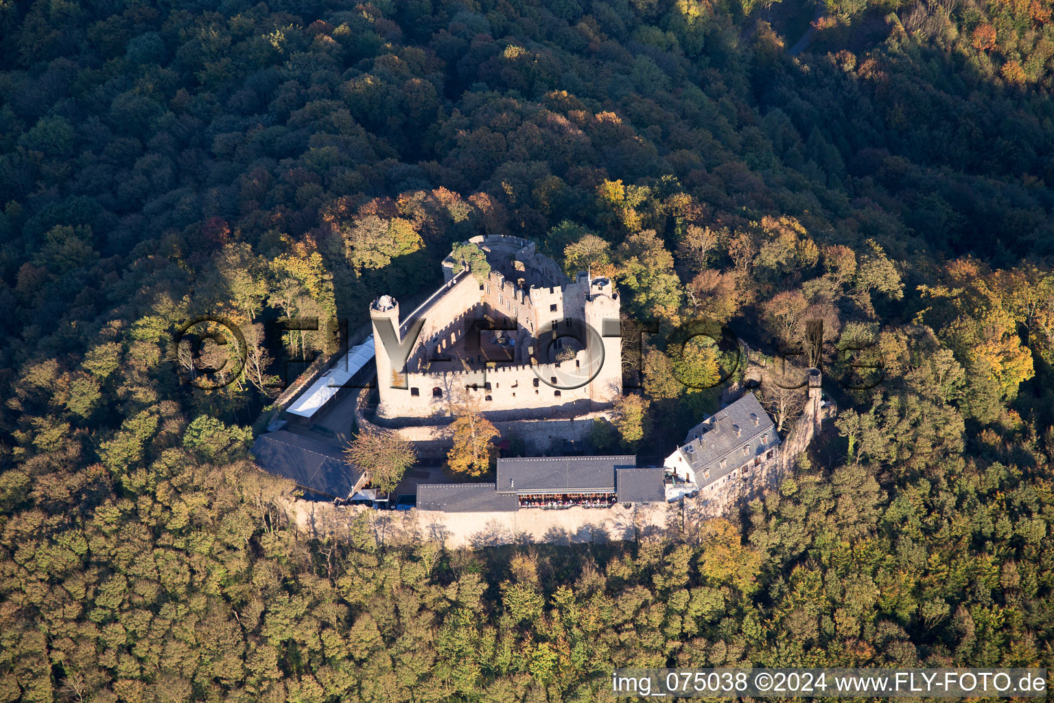 Ruins and vestiges of the former castle and fortress Schloss Auerbach in the district Alsbach in Alsbach-Haehnlein in the state Hesse