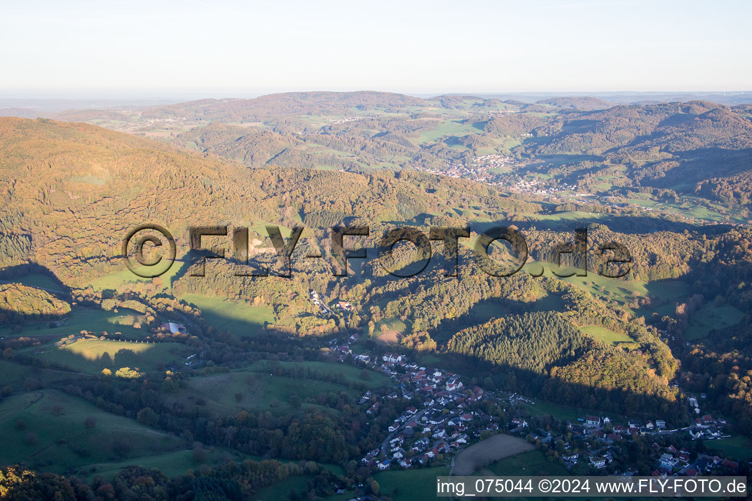 Aerial view of District Auerbach in Bensheim in the state Hesse, Germany