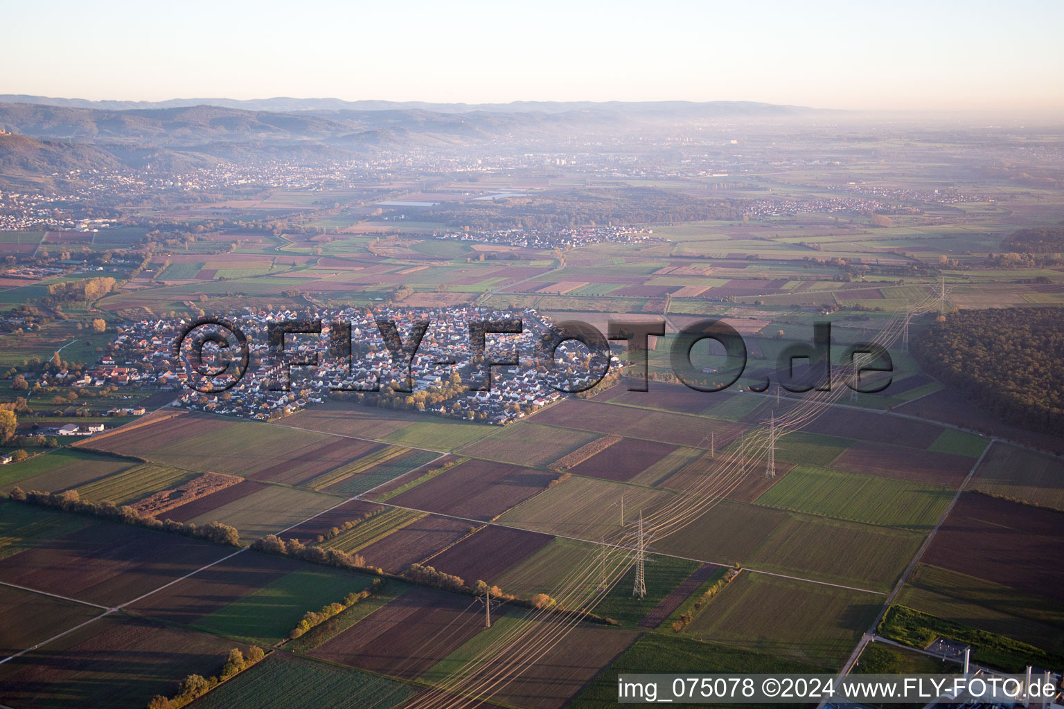 Alsbach-Hähnlein in the state Hesse, Germany viewn from the air