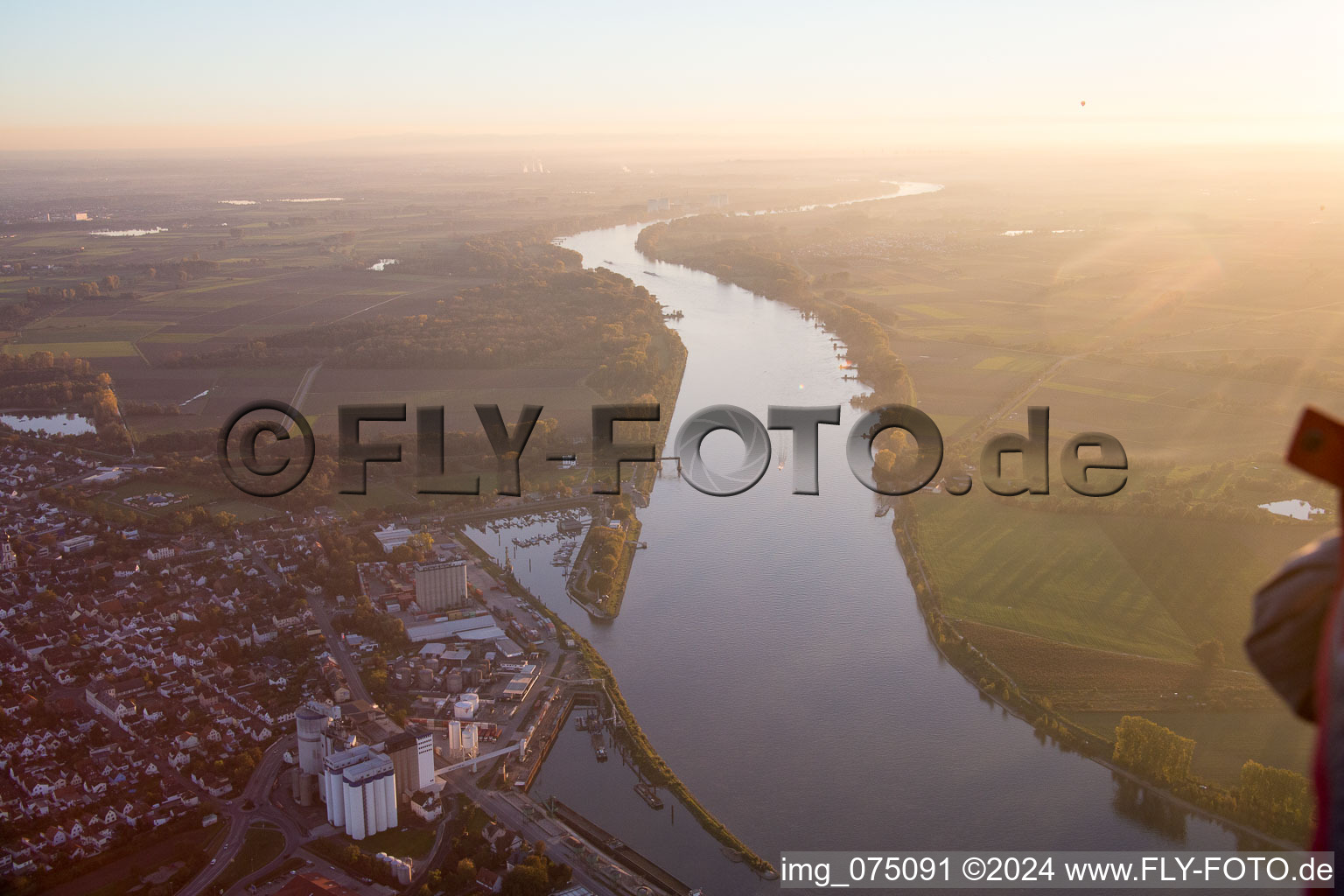 Aerial view of Gernsheim in the state Hesse, Germany