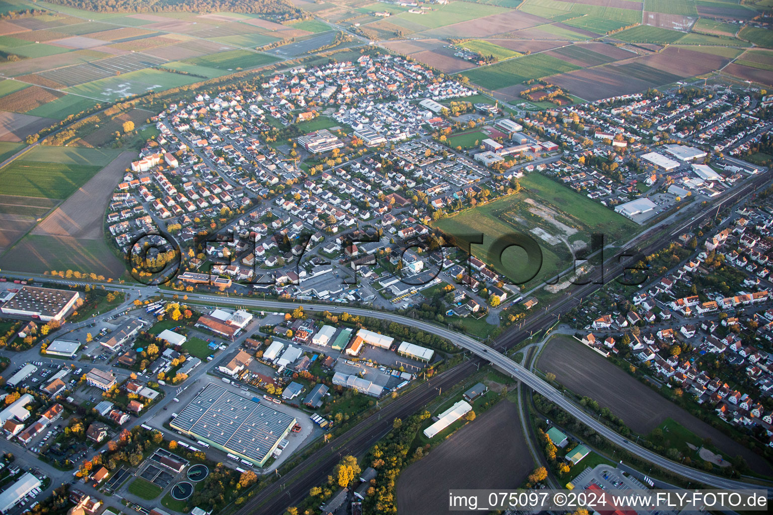 Oblique view of Gernsheim in the state Hesse, Germany