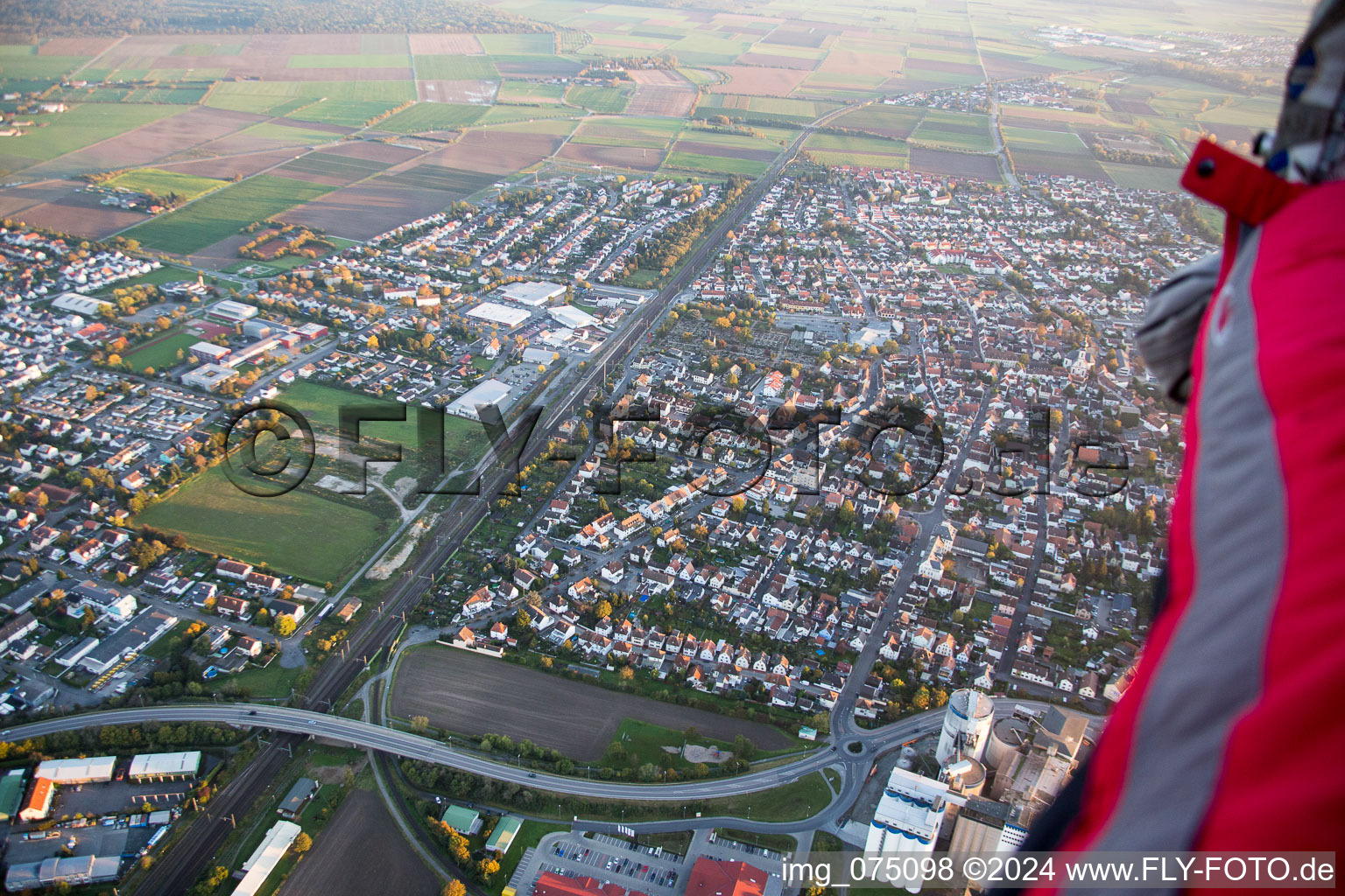 Gernsheim in the state Hesse, Germany from above