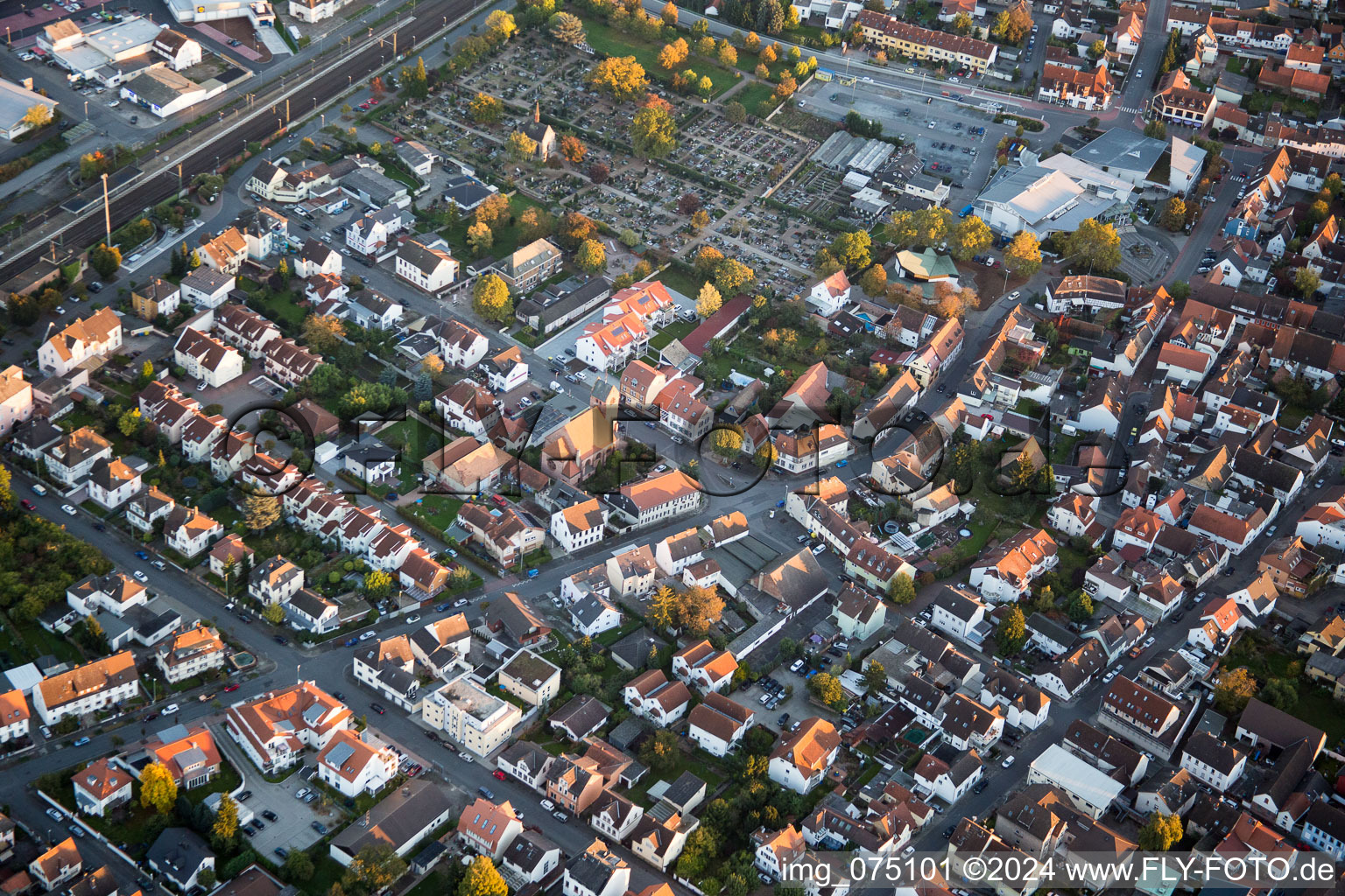 Gernsheim in the state Hesse, Germany seen from above