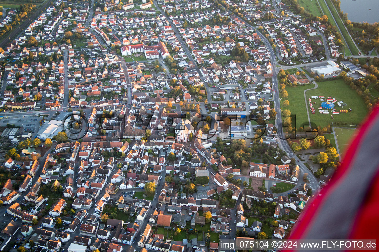 Gernsheim in the state Hesse, Germany viewn from the air