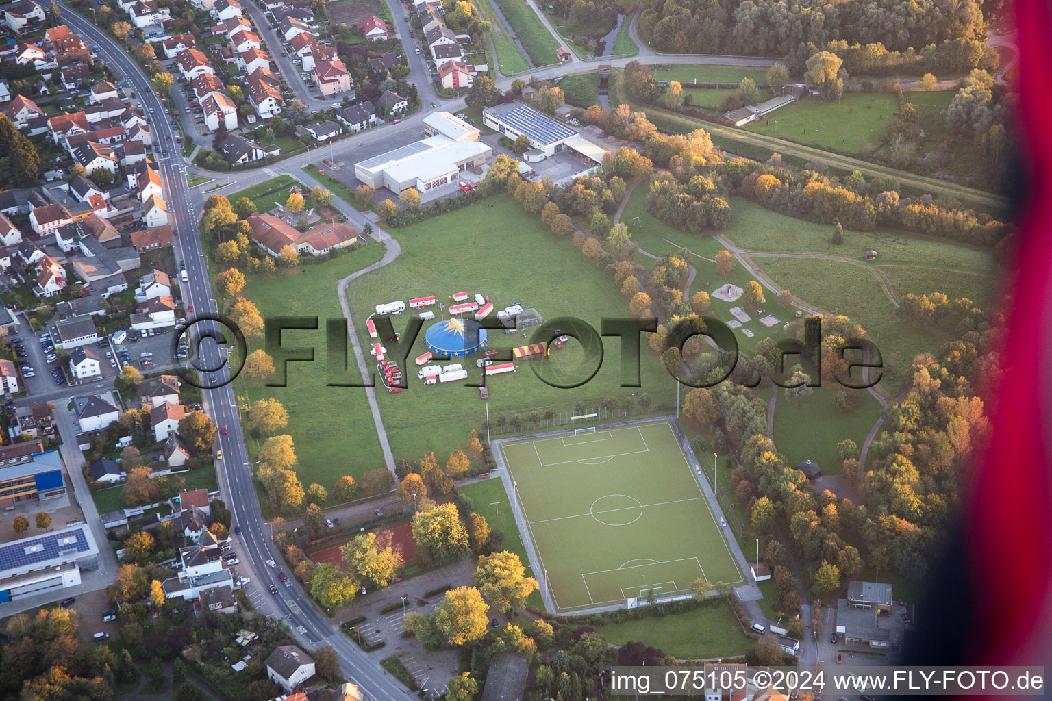 Drone recording of Gernsheim in the state Hesse, Germany