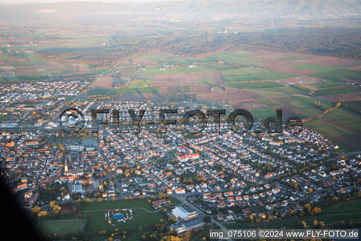 Drone image of Gernsheim in the state Hesse, Germany