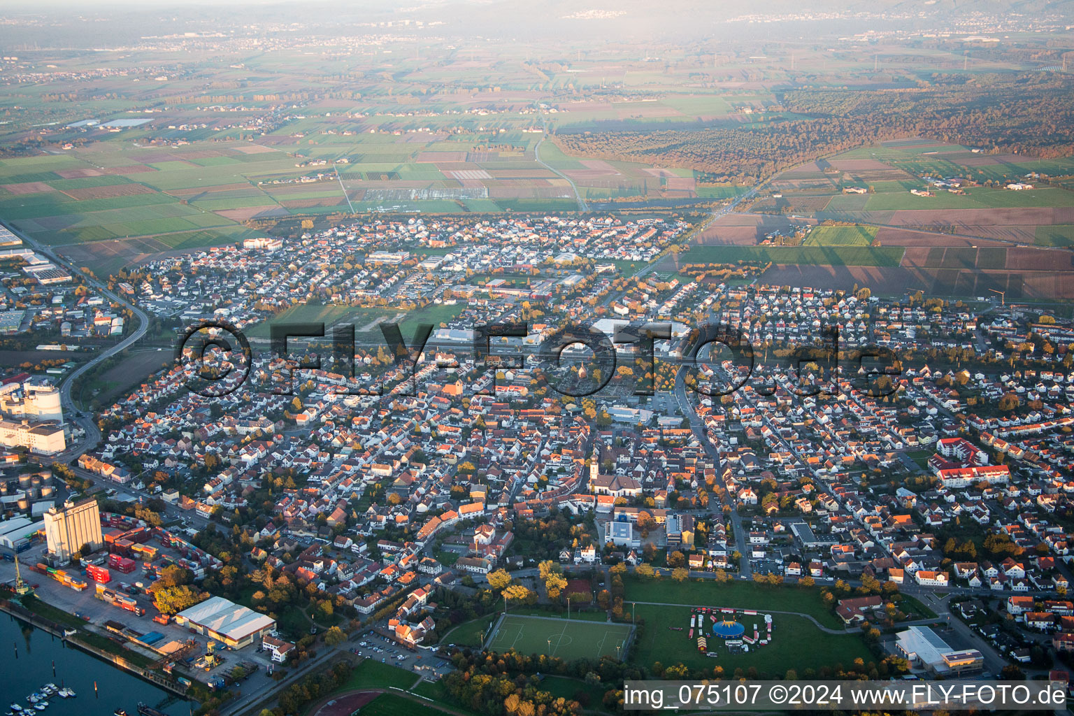 Gernsheim in the state Hesse, Germany from the drone perspective