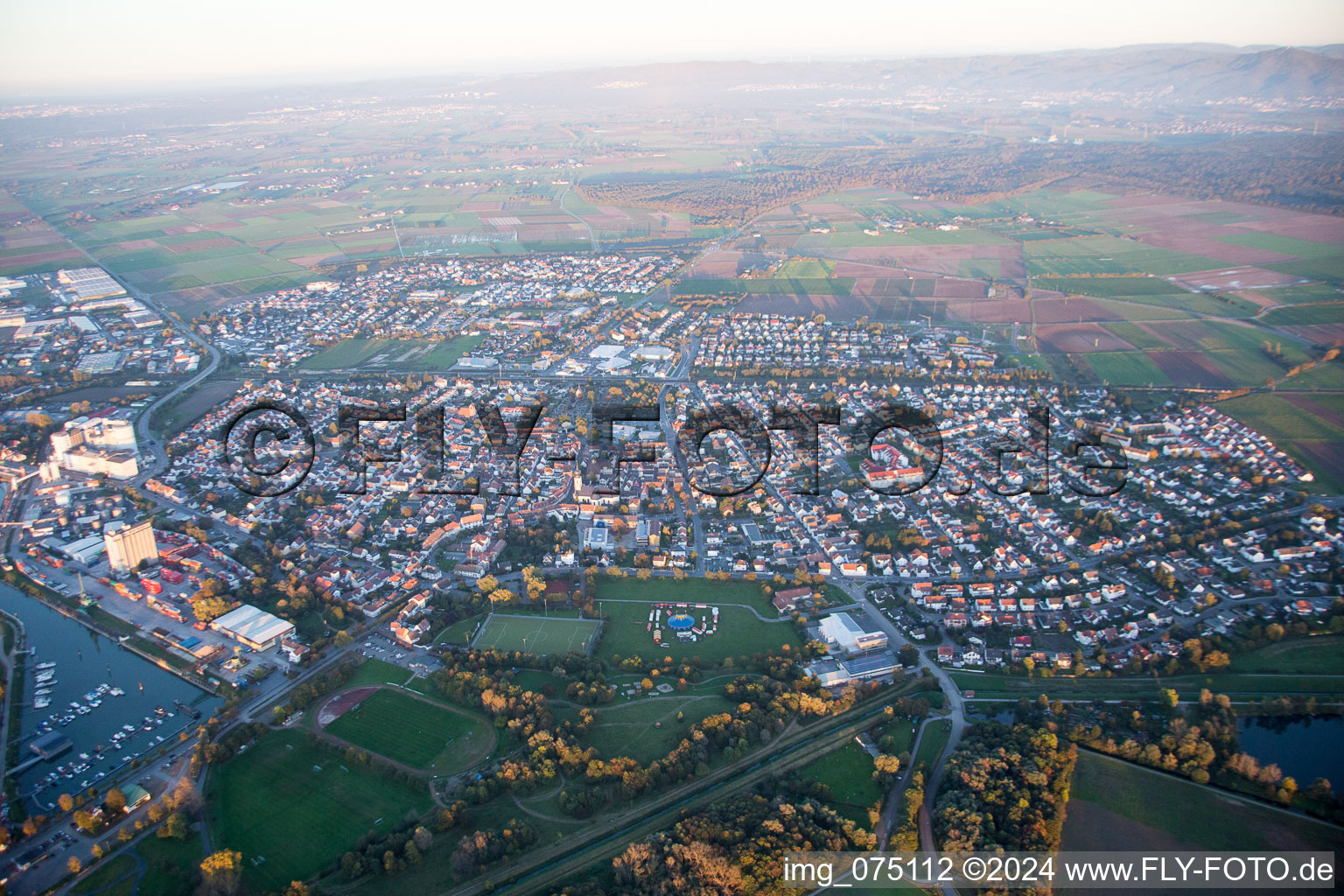 Gernsheim in the state Hesse, Germany seen from a drone