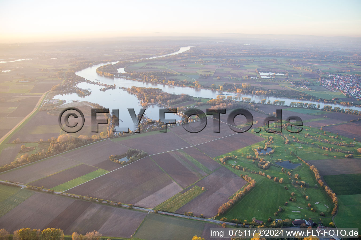 Aerial view of Gernsheim in the state Hesse, Germany