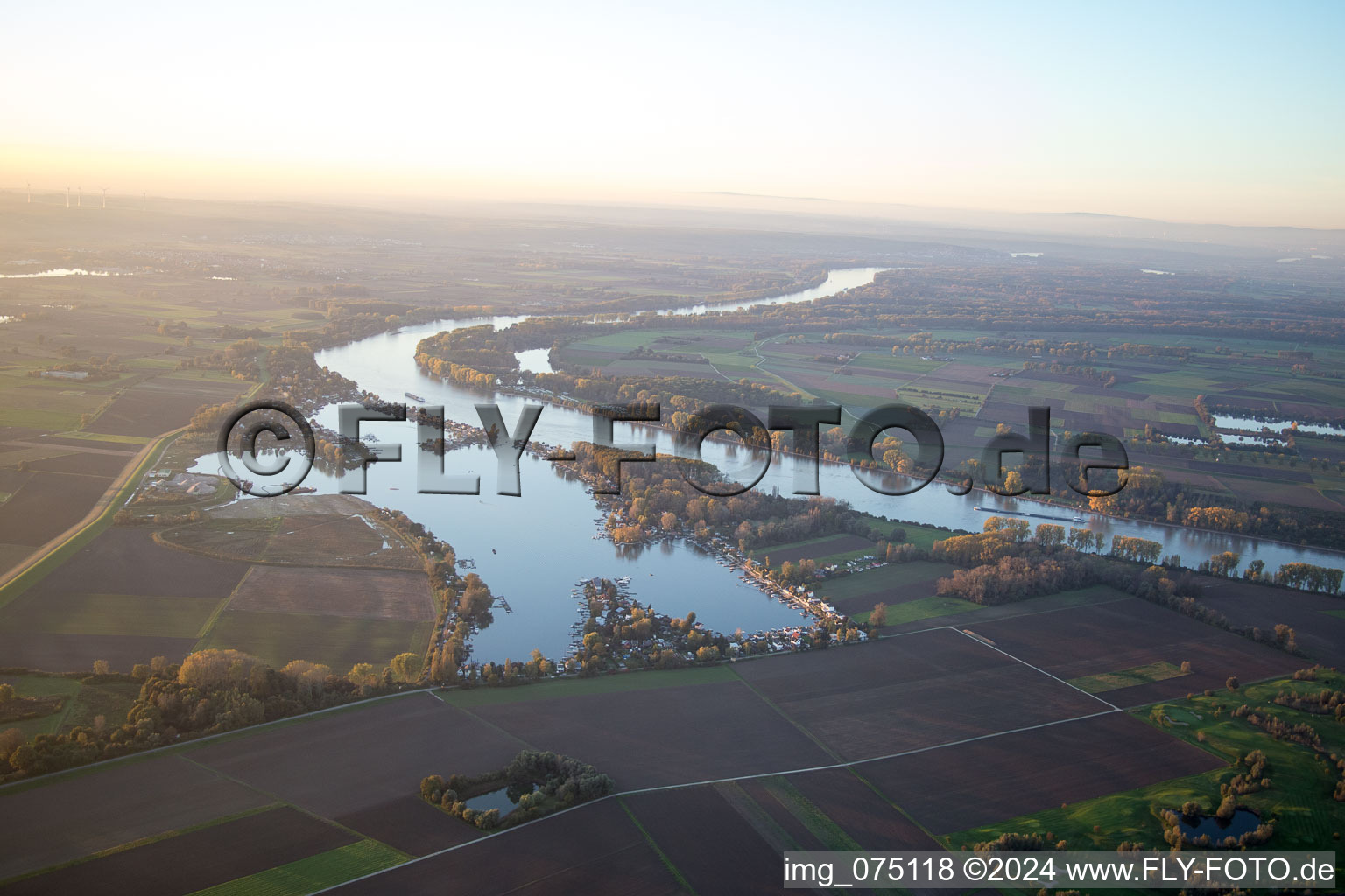 Aerial photograpy of Gernsheim in the state Hesse, Germany