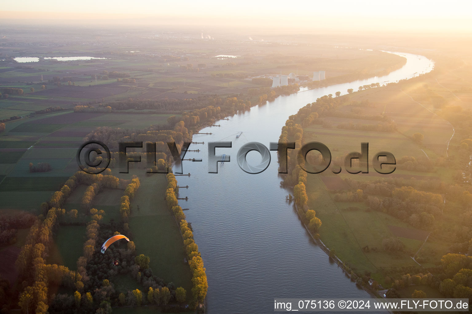 Rhine Loop in Gernsheim in the state Hesse, Germany out of the air